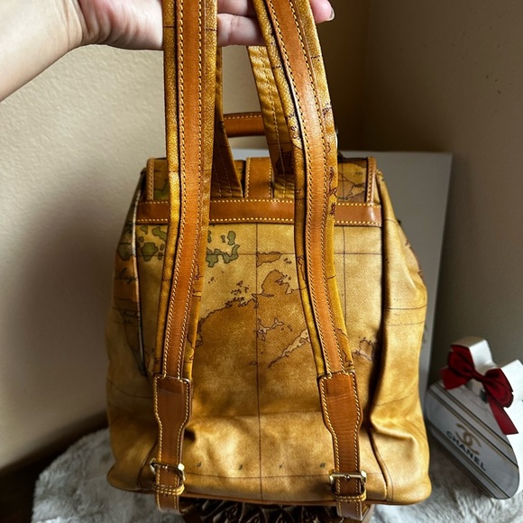 Alviero Martini Vintage Map Print Leather Backpack - Picture 2 of 11